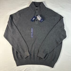 NWT IZOD Mens Hingham Button Mock Neck Knit Sweater Size 2XL